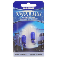 Narva Wedge W2.1X9.5D Premium Ultra Blue Globe 12V 5W - 2 Pce