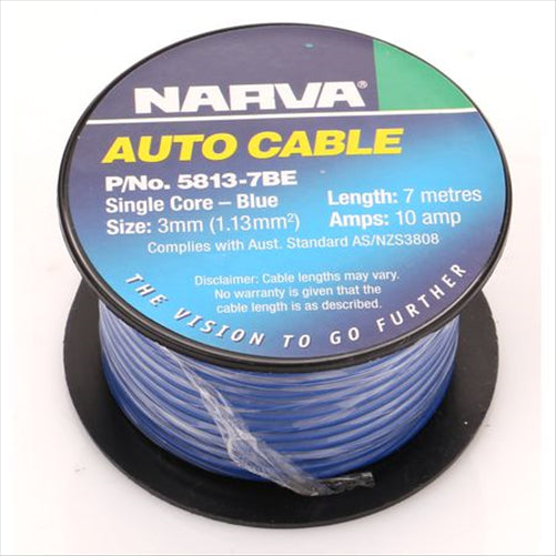 Narva 3mm Single Core Automotive Cable Blue 7M