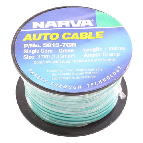 3mm Single Core Automotive Cable Green 7M 5813-7GN