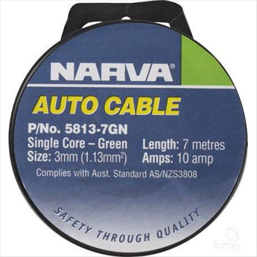 Narva 3mm Single Core Automotive Cable Green 7M