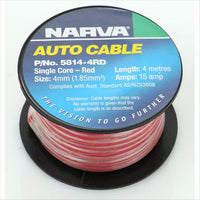 Narva 4mm Single Core Automotive Cable Red 4M