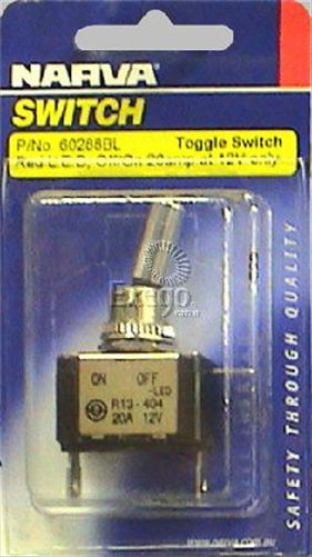 Narva Toggle Switch Off/On SPST Red LED (Contacts Rated 20A @ 12V)