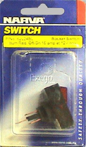 Narva Rocker Switch Off/On SPST Red Illuminated (Contacts Rated 16A @ 12V)