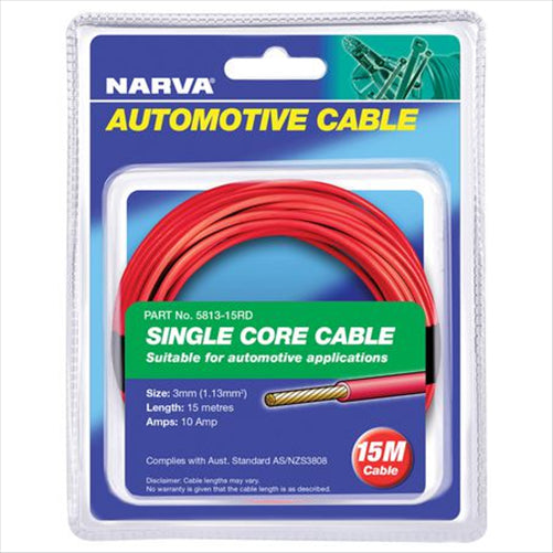 Narva 3mm Single Core Automotive Cable Red 15meter roll
