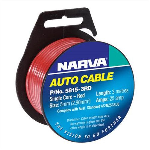 Narva 5mm Single Core Automotive Cable Red 3M