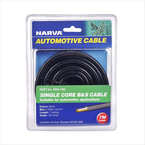 Narva 6 B&S Single Core Battery Cable Black 7M