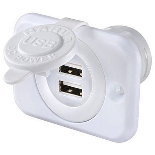 Narva DUAL USB SOCKET FLUSH MOUNT WHITE - 1 PCE