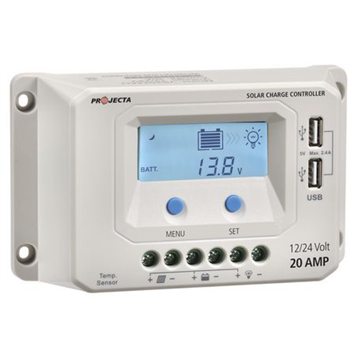 PROJECTA 12/24V 20A 4 Stage Solar Charge Controller With USB