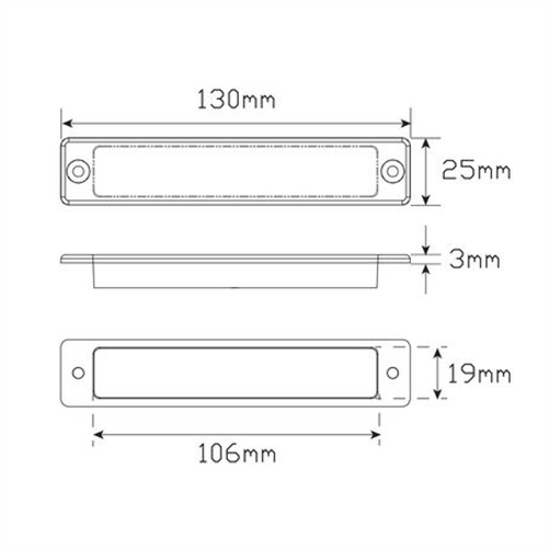 LED AUTO LAMPS 12V Slimline LED Stop/Tail Lamp With Red Lens