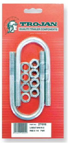 TROJAN U-Bolt M10 x 43mm x 110mm Round Pair Galvanised