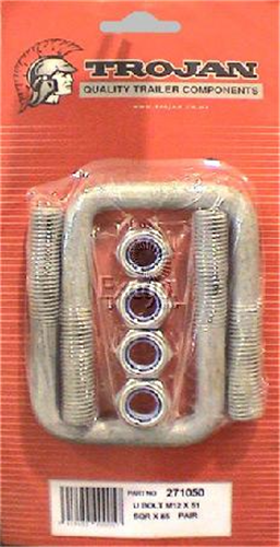 TINKR U-Bolt M12 x 51mm x 85mm Square Pair