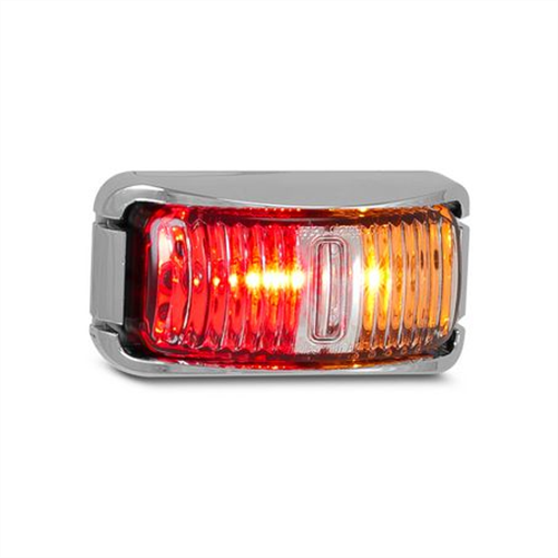 Side LED Marker Red/Amber 12/24v Red/Amber Lens Chrome Housing 16cm C 42CARMB