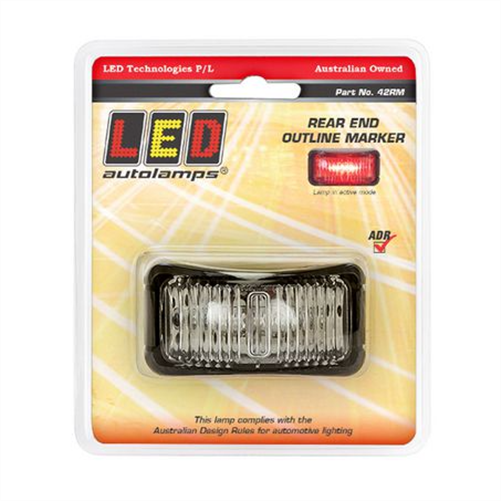LED AUTO LAMPS Rear End Outline LED Marker Red 12/24v Red Lens 16cm Cable Blister Pac