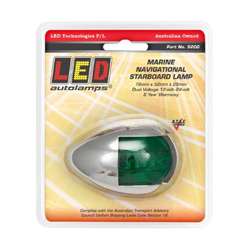 TINKR Starboard Nav Lamp Green LED Chrome