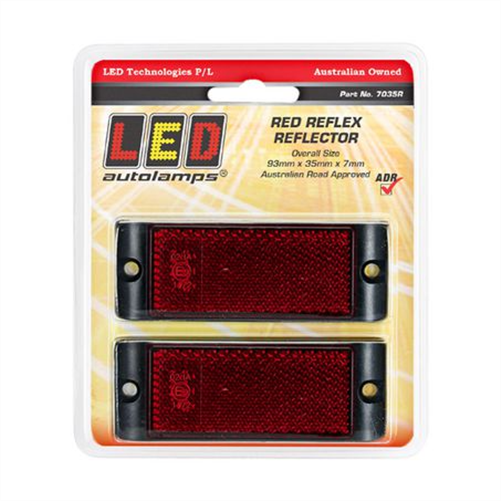 LED AUTO LAMPS Red Reflector With Mounting Bracket Twin Blister Pack