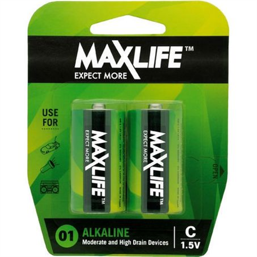 MAXLIFE BATTERY ALKALINE C - 2 PACK