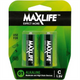 MAXLIFE BATTERY ALKALINE C - 2 PACK