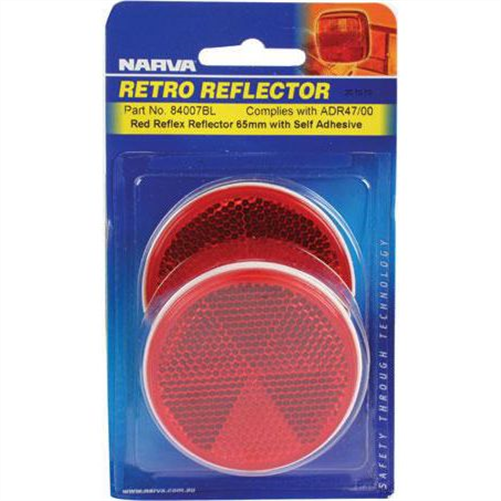 Narva Reflector Round Red 65mm - 2 Pce