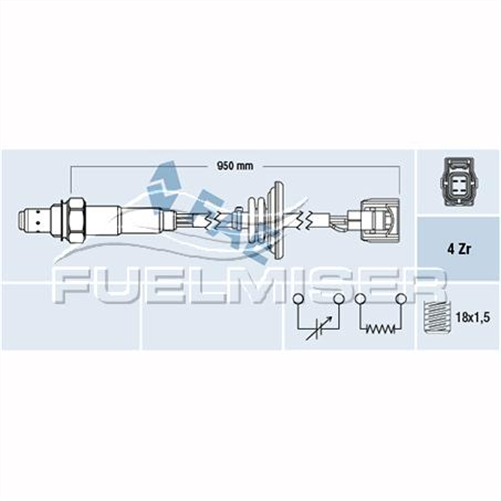FUELMISER OXYGEN SENSOR DIRECT FIT 4 WIRE 950MM CABLE