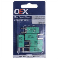 OEX Mini Fuse Style Circuit Breaker Manual Reset 30A
