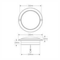 LED AUTO LAMPS 12V Round Indicator Lamp With Amber Lens Recessed Mount 130mm Diamete