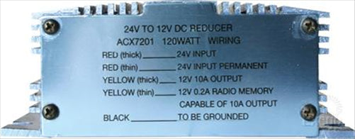 Voltage Reducer 24V To 12V - Switch Mode Single Circuit - 10A ACX7201