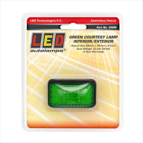 LED AUTO LAMPS LEDAUT 10/30V Green Courtesy Lamp With 4 Green LEDs