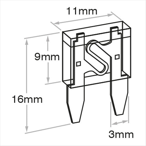 Mini Blade Fuse 3A Violet 100 Pce ACX1650