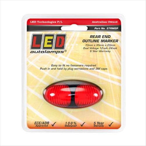 LED AUTO LAMPS LED Technologies Rear End Outline Marker Led Light Red/Red 12/24V Red