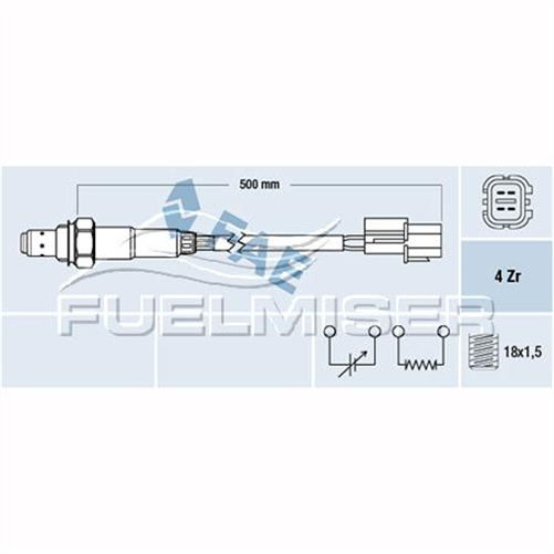 FUELMISER OXYGEN SENSOR DIRECT FIT 4 WIRE 500MM CABLE