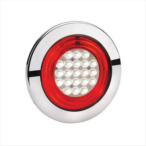 Narva 933 Volt LED Reverse (White) With Red LED Tail Ring, 125mm Contoured