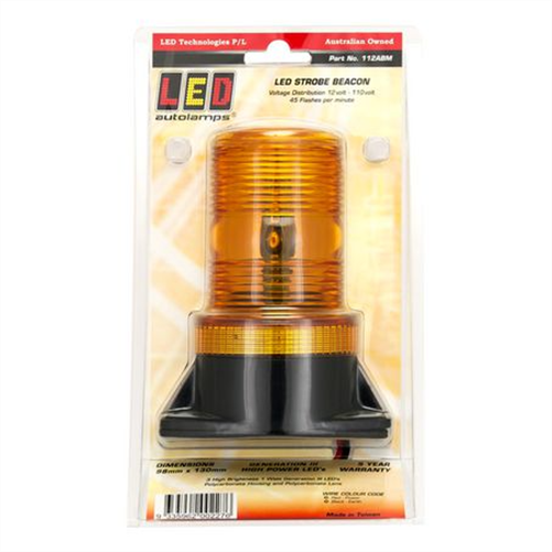 LED AUTO LAMPS 10/110V LED Strobe Beacon Amber Permanent Mount