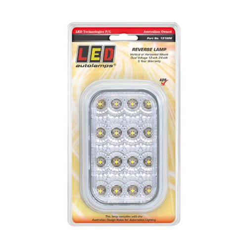 LED AUTO LAMPS Reverse LED Light Clear Lens 16 LEDs 12/24v Bulk Pack