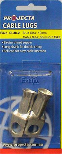 PROJECTA Cable Lug 50mm2 10mm Stud 2pk