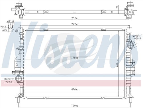 Nissens RADIATOR FORD KUGA CBS 1.6L 14> A/T JR0355N