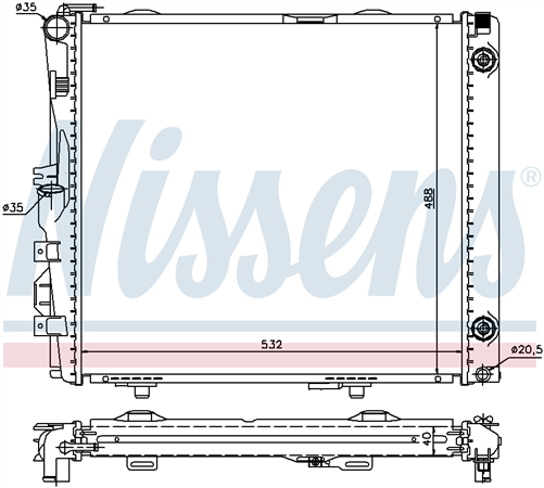 Nissens RADIATOR MERCEDES W124 260E 300E 86-88 A/P AUTO JR4023N