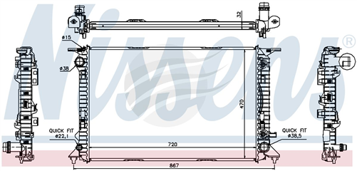 Nissens RADIATOR AUDI Q5 AUTO CORE SIZE 757X474X36MM JR4121J