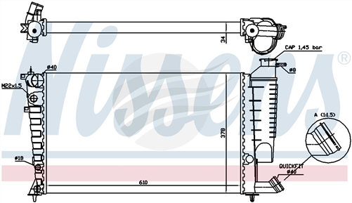 Nissens RADIATOR PEUGEOT 306 97>02 1.8 & 2.0LT A/T HEATER FITTING JR4141J