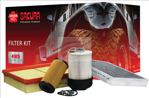 Sakura 4WD FILTER KIT OIL AIR FUEL CABIN NISSAN NAVARA D23 NP300 K-18310