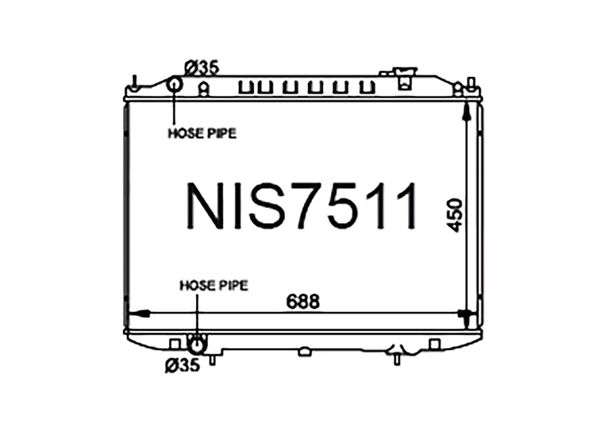 RADIATOR SUITS NISSAN NAVARA D22 2.5L 08>15 BOTH HOSES SAME SIDE - NIS7511-PA26A