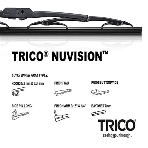 TRICO Wiper Blades Refill Twin Rail Metal 7.5mm Wide 710mm 2pk NVTR710-2