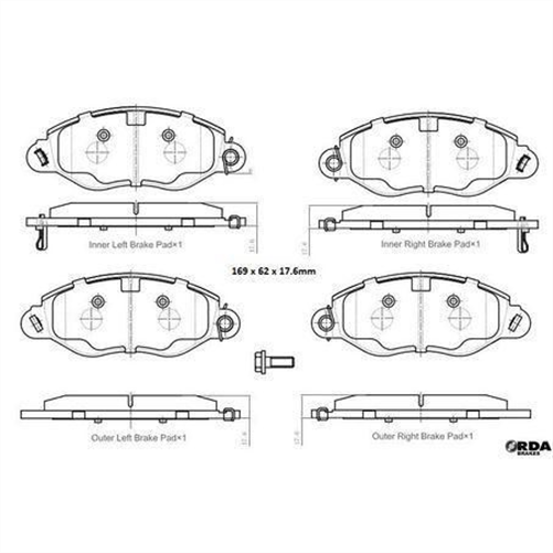 RDA GP MAX LOW METALLIC BRAKE PAD SET LDV V80 LSH14JTC LSKG4GL1 RDB2433
