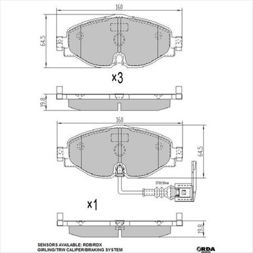 PHANTOM CERAMIC BRAKE PAD SET AUDI SKODA VOLKSWAGEN RDC2267