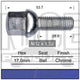 WHEEL BOLT M12X1.5 17mm HEX CHROME MERC SSANG SEAT VW - MB353