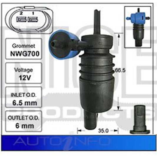 WASHER PUMP VAG MERC BMW TWIN OUTLET FRONT & REAR WINDSCREEN - NWP1279