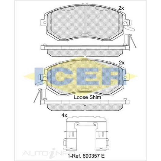 ICER FRONT DISC PAD SET SUBARU BRZ XV FORESTER 2012> - 182199