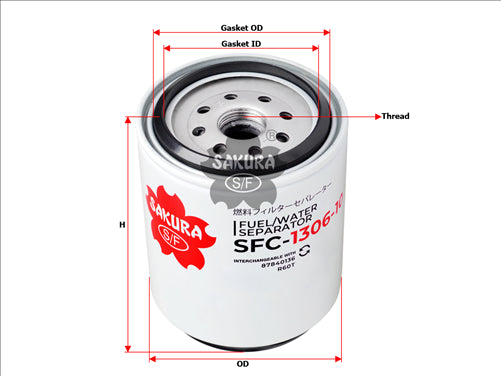 Sakura FUEL WATER SEPARATOR FITS R60T FC1904 P551056 SFC-1306-10