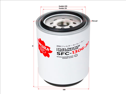 Sakura FUEL WATER SEPERATOR FITS WR60PNM FS1287 23401-1440 SFC-1306-30