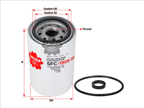 Sakura FUEL WATER SEPARATOR FITS FS1242 SFC-1905-10V SFC-1905-10