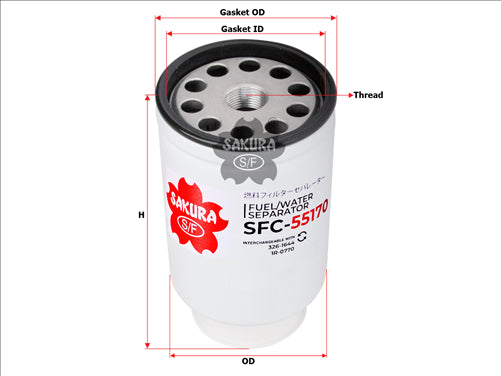 Sakura FUEL WATER SEPARATOR FITS 33606 FS19820 P551010 SFC-55170